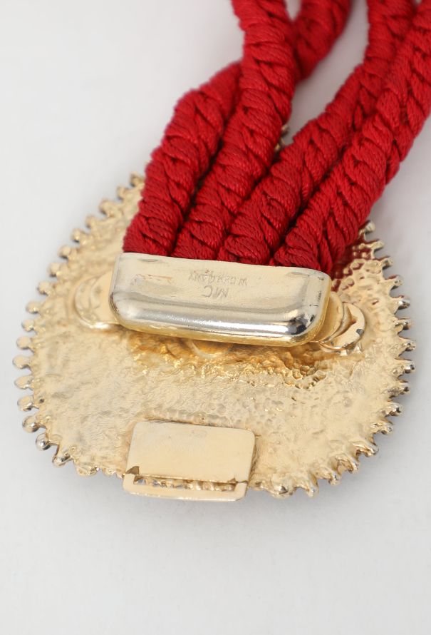 Saint Laurent F/W 1981 Gilded Cabochon Cord Belt - 5