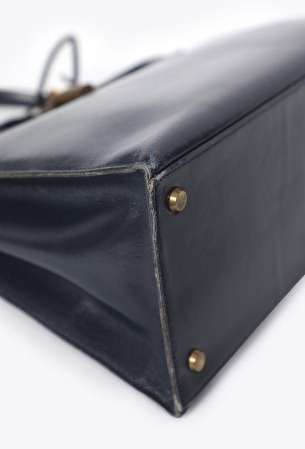 Hermès Vintage Bleu Marine Box Kelly Sellier 35 - 10