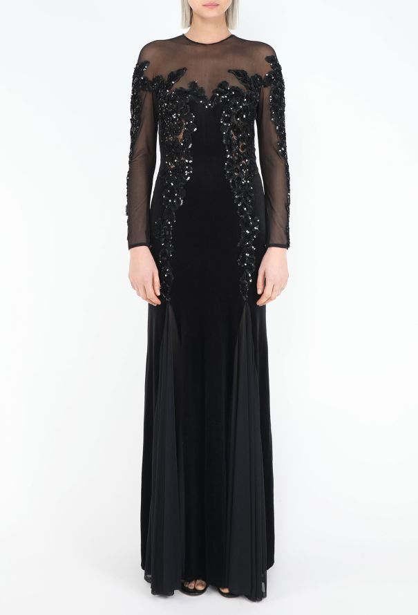 Azzaro STUNNING '70s Embellished Pistile Velvet Gown - 4