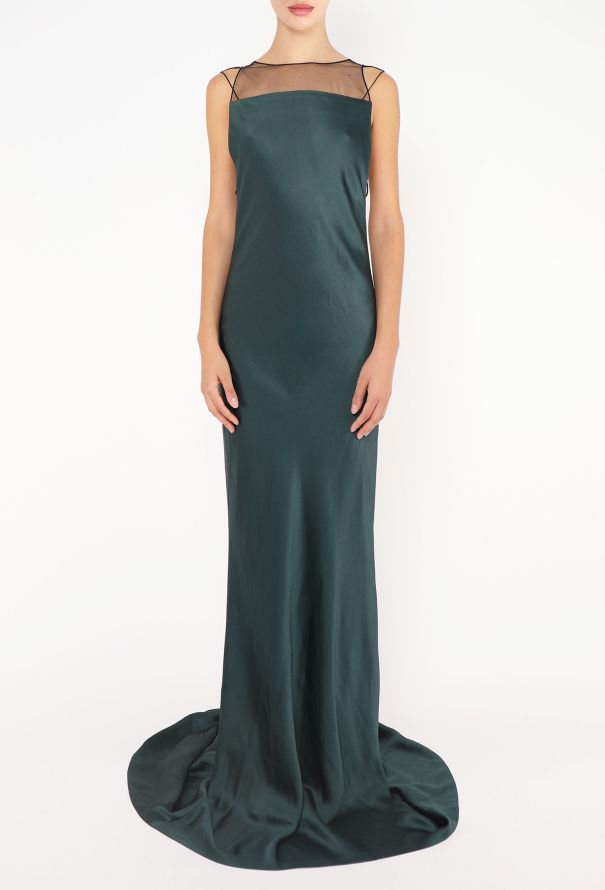 Maison Margiela Green Charmeuse Open-Back Gown – 2024 - 3