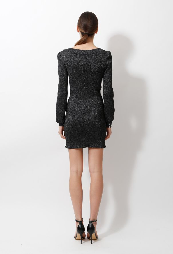 Azzaro Silver Lurex Knit Strass Dress - 4