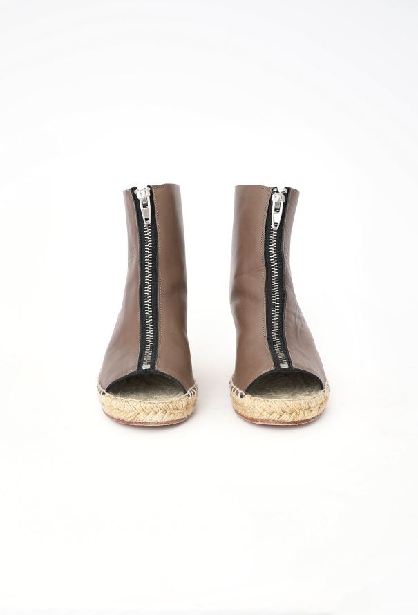 Céline Leather Zip Espadrille Wedges Taupe brown - 2