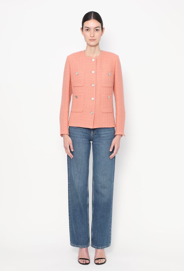 Chanel 2021 Collarless Tweed 'CC' Jacket - 3
