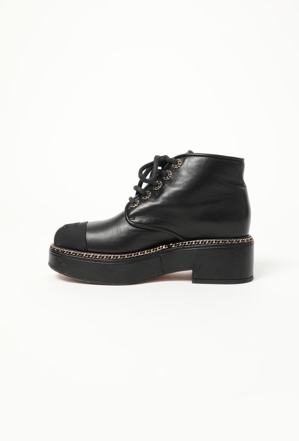 Chanel 2020 Chainlink Leather 'CC' Boots - 4