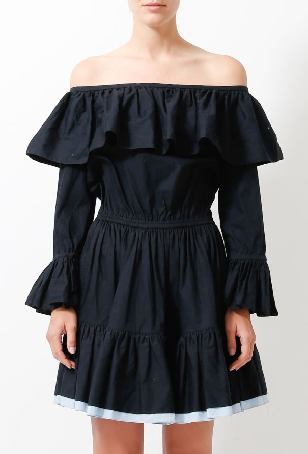 Saint Laurent Vintage Off-Shoulder Ruffled Peasant Dress - 3