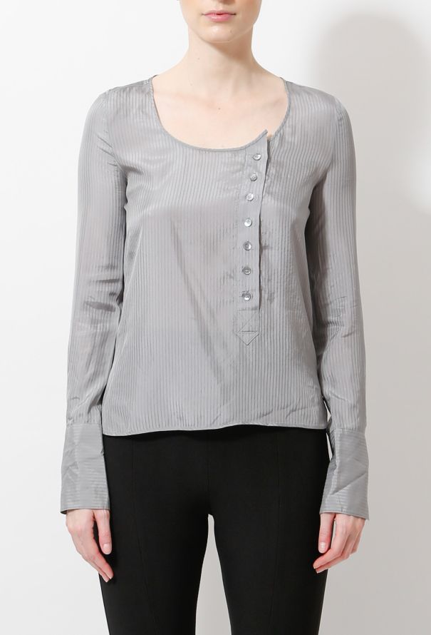 Balenciaga 2002 Striped Silk Blouse - 3