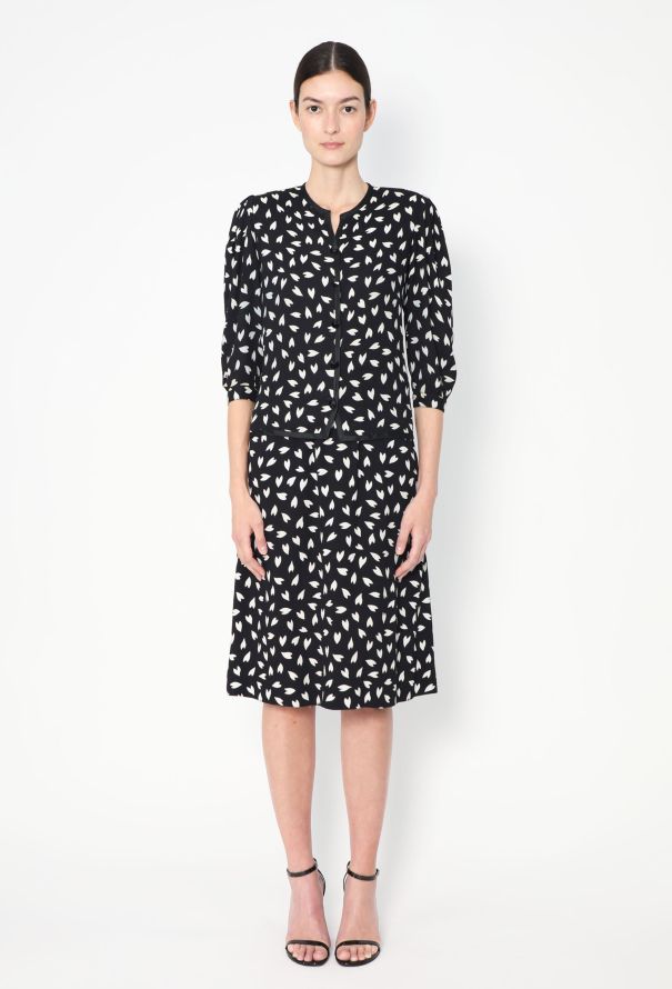 Saint Laurent S/S 1979 Crêpe Heart Print Ensemble - 4