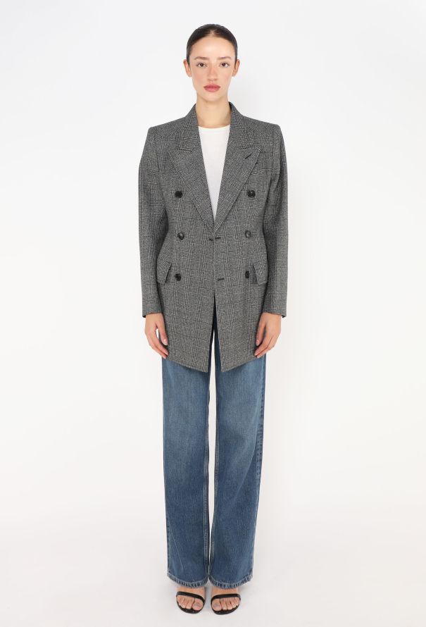 Balenciaga F/W 2018 Checkered Hourglass Blazer - 4