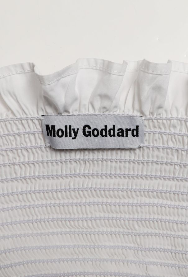 Molly Goddard White Ruched Cotton Peplum Top – Spring 2019 - 5