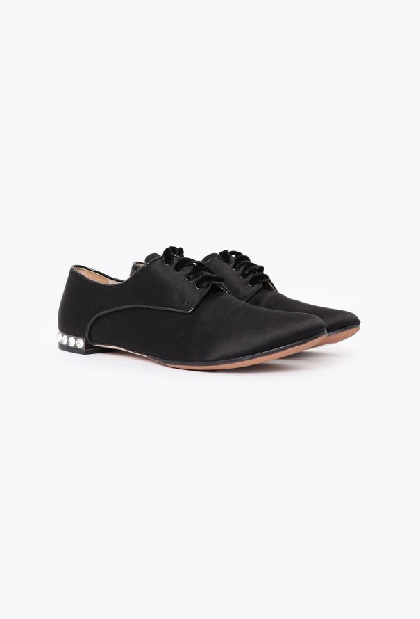 Miu Miu Embellished Satin Derbies - 2