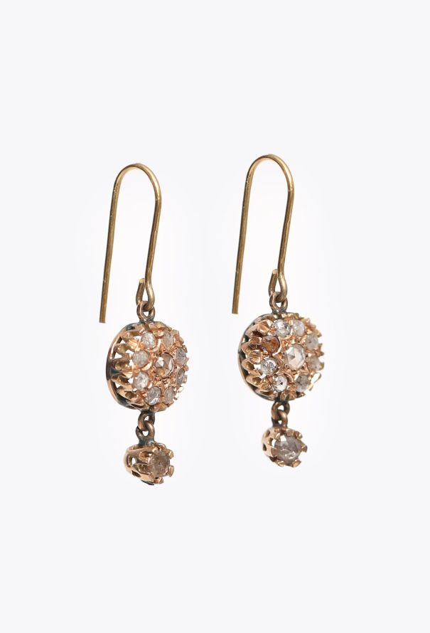 Modern Fine Jewelry 18K Gold & Rose-Cut Diamond Pendant Earrings - 3