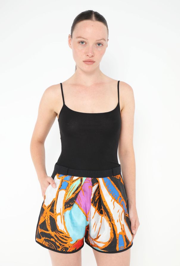 Balenciaga 2011 Abstract Silk Twill Shorts - 3