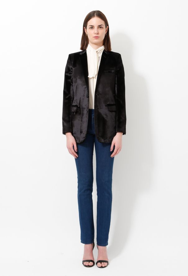 Saint Laurent S/S 2015 Velvet Smoking Blazer - 4