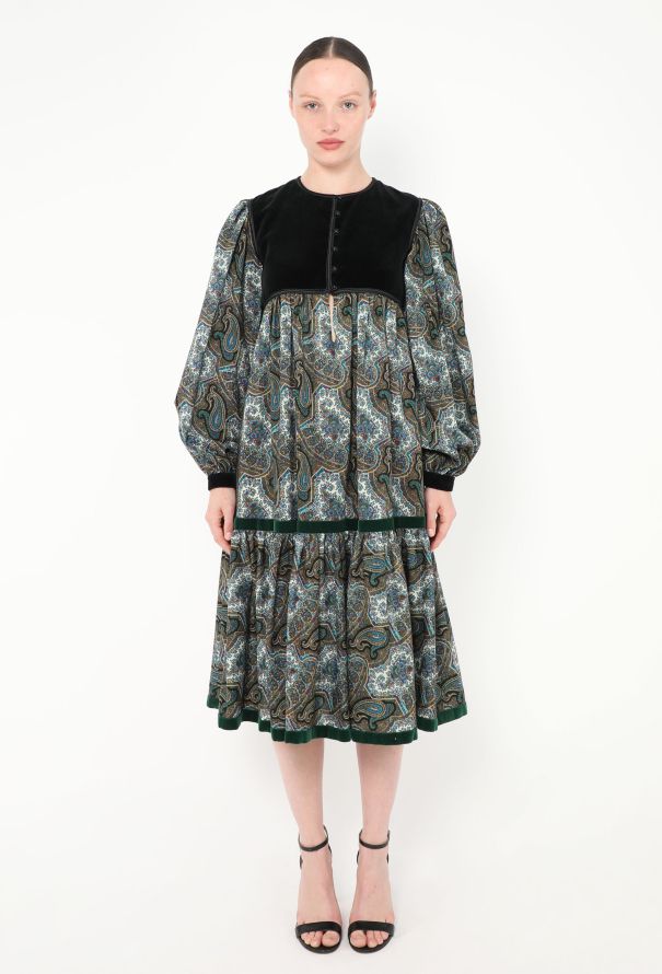 Saint Laurent Collector F/W 1977 Paisley Velvet Russian Dress - 1