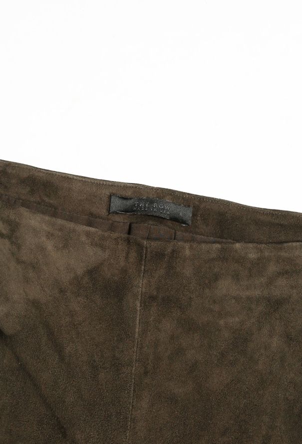 The Row Khaki 'Moto' Suede Trousers - 4