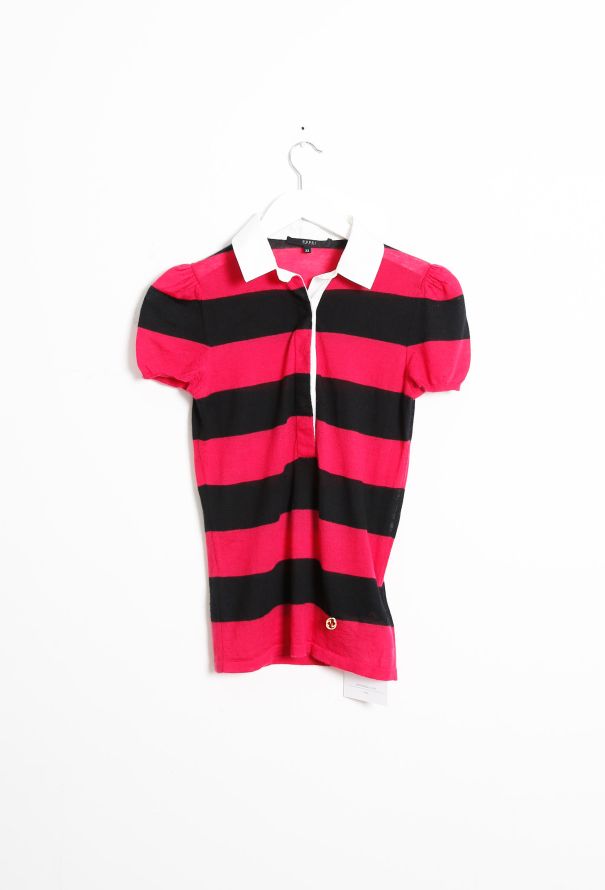 Gucci S/S 2006 Striped Cashmere Polo Top - 10