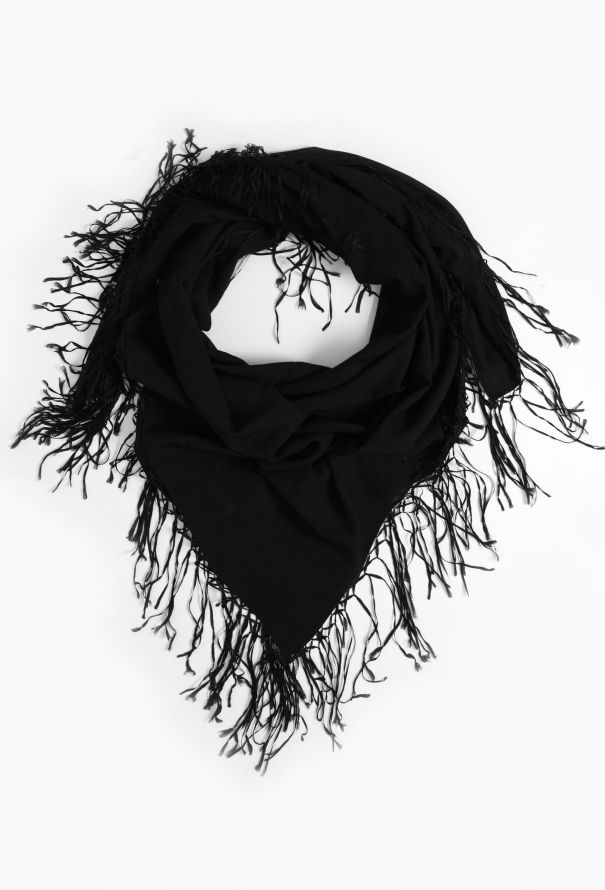Netted Fringe Trim Shawl - 2