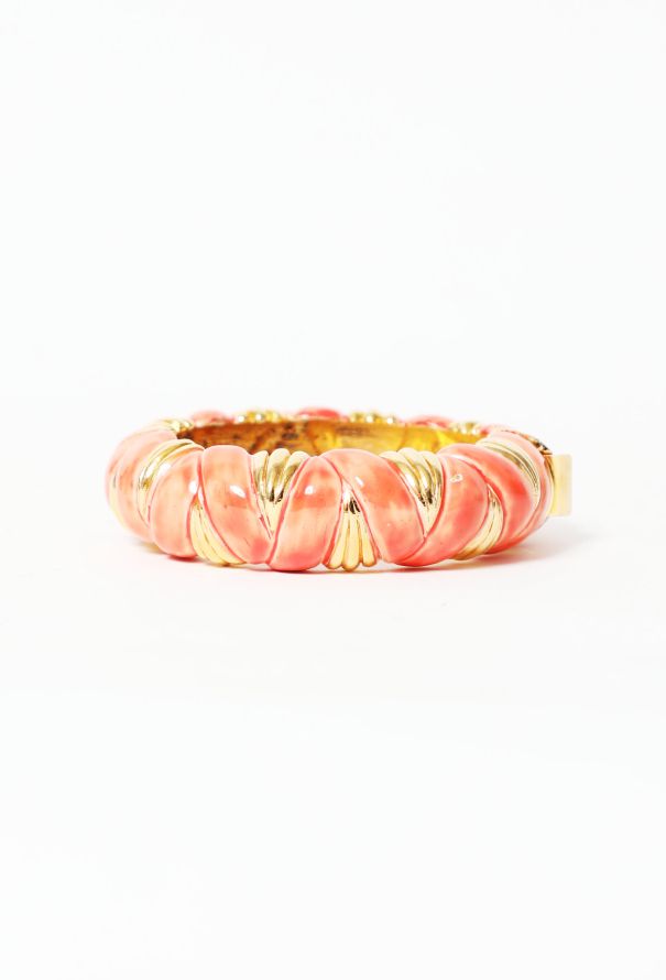Kenneth Jay Lane Coral Ribbed Hinge Bracelet - 1