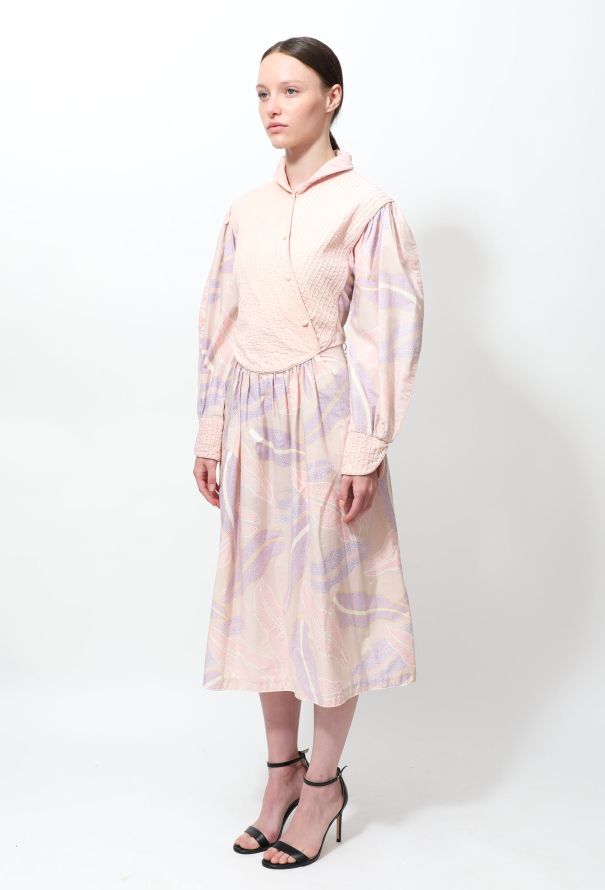 Exquisite Vintage 80s Pleated Floral Printed Dress - 3
