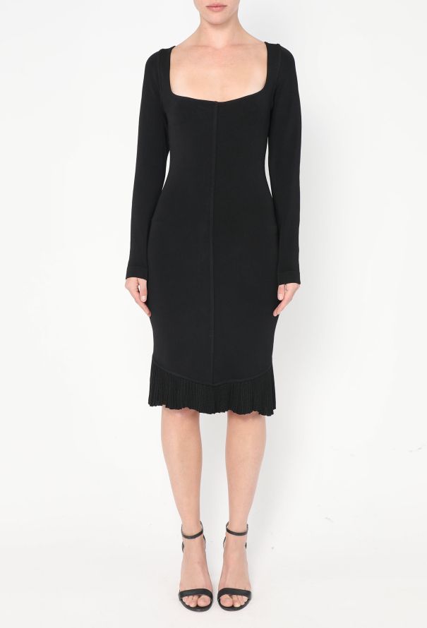 Alaïa S/S 1990 Bodycon Pleated Hem Dress - 3