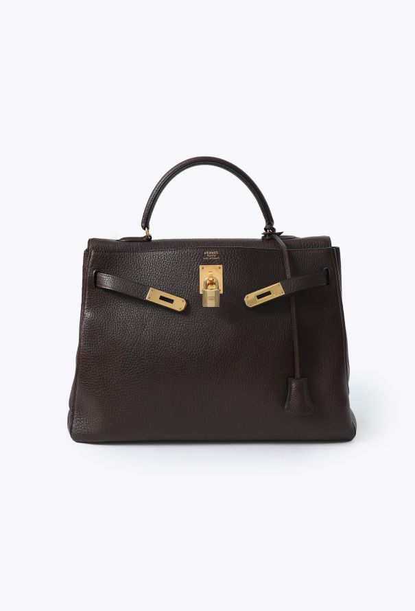 Hermès Vintage Marron Togo Kelly Retourné 35 - 4