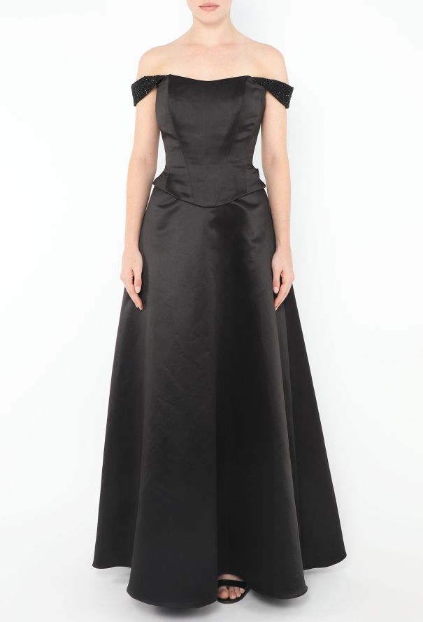 Saint Laurent STUNNING Off-Shoulder Charmeuse Gown - 4