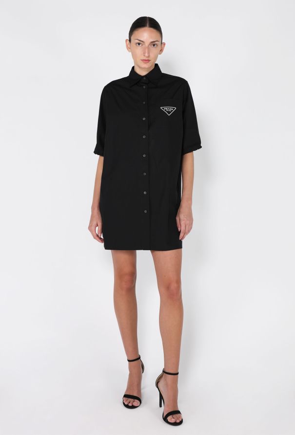 Prada Drawstring Logo Shirt Dress, 2022 - 4