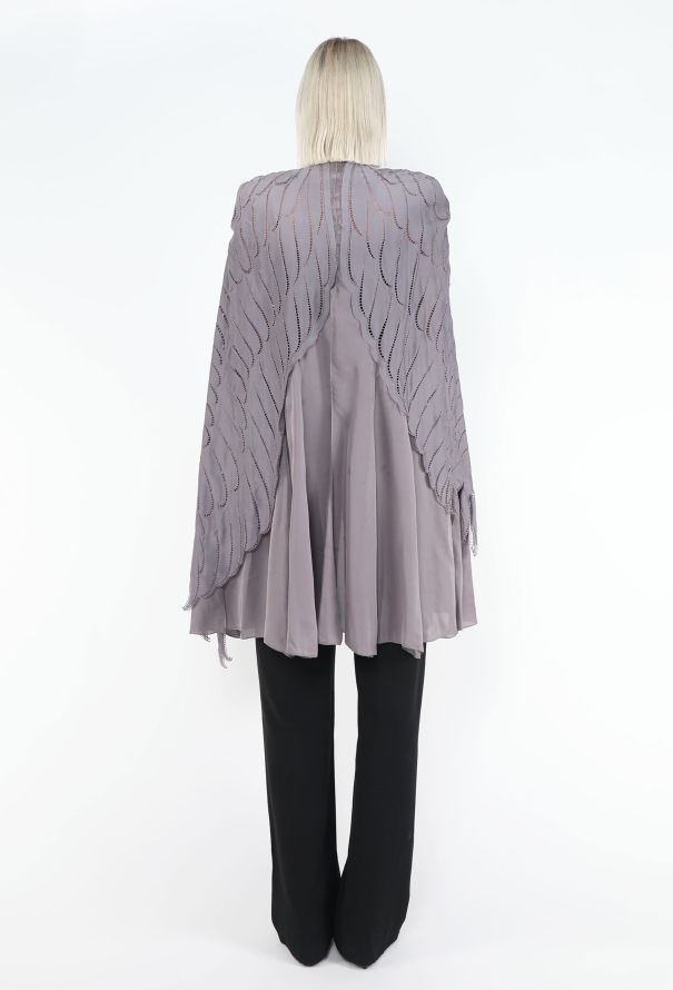 Saint Laurent S/S 2003 Perforated Wing Silk Cape - 7