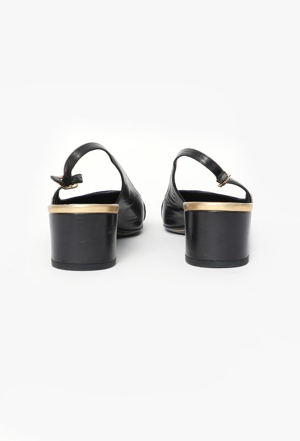 Chanel Black Velvet Cap-Toe Slingbacks - 4