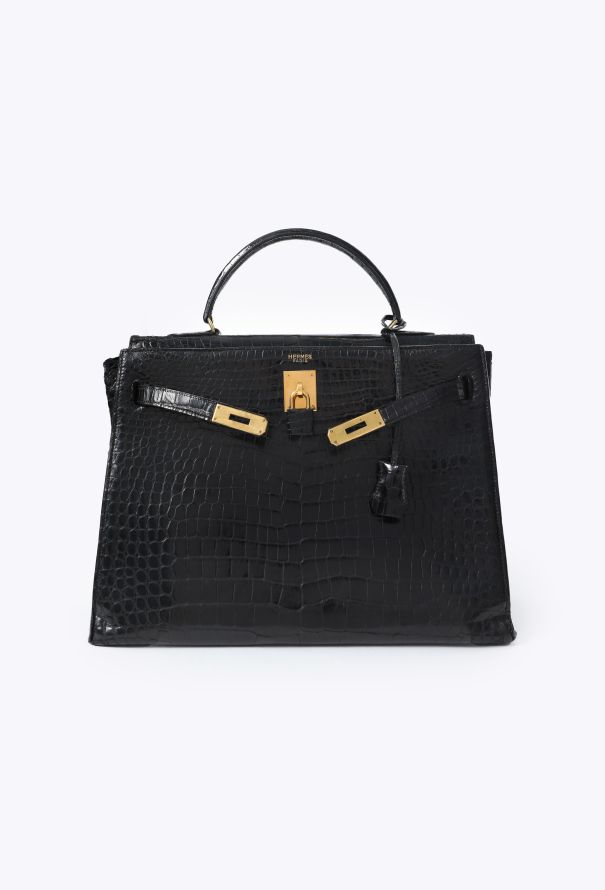 Hermès Rare 1970  Black Porosus Kelly Sellier 35 - 2