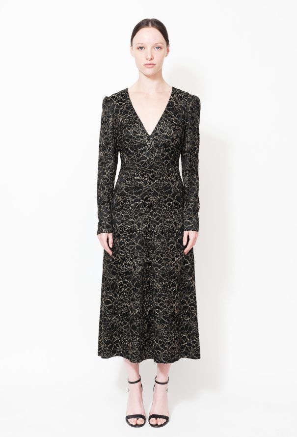 Saint Laurent 2016 Metallic Floral Lace Dress - 1
