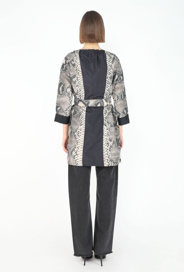 Prada 2009 Snake Print Belted Silk Jacket - 7