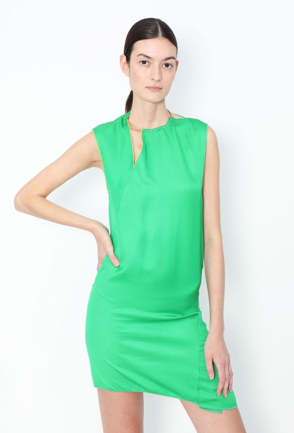 Céline 2014 Metallic Collar Shift Dress – Green - 4