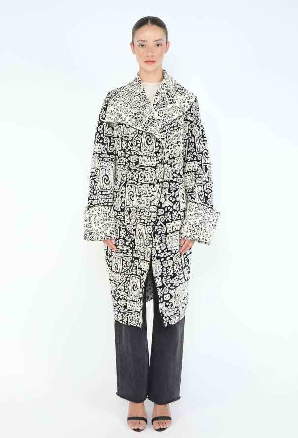 Céline S/S 2014 Jacquard Shawl Coat - 3