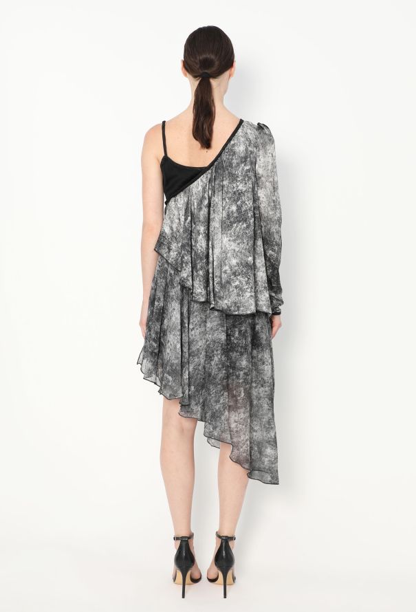 Rodarte Fall 2013 One-Shoulder Draped Silk Dress - 6