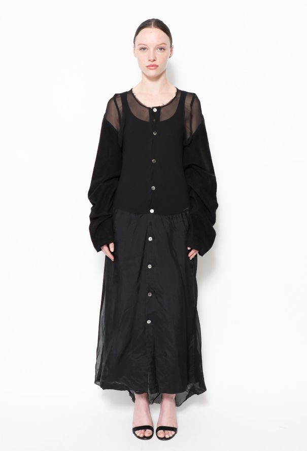 Comme des Garçons 1992 Buttoned Up Semi Sheer Dress - 1
