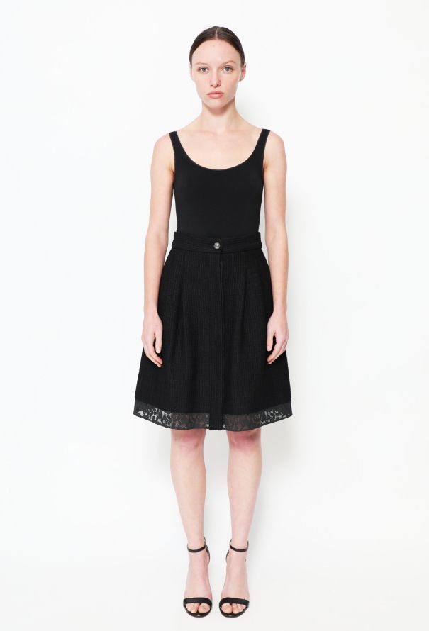 Chanel Tweed Lace Trim Skirt - 1