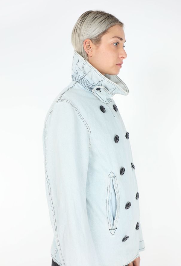 Balenciaga Washed Denim Peacoat - 4
