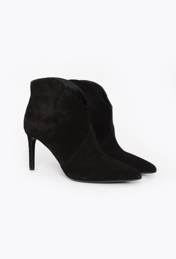 Saint Laurent Suede Stiletto Ankle Boots – Black - 2