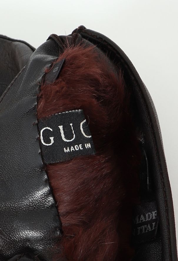 Gucci Rabbit Fur-Lined Leather Gloves - 5