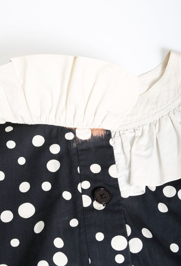 Saint Laurent 70s Polka Dot Smock Dress Navy - 5