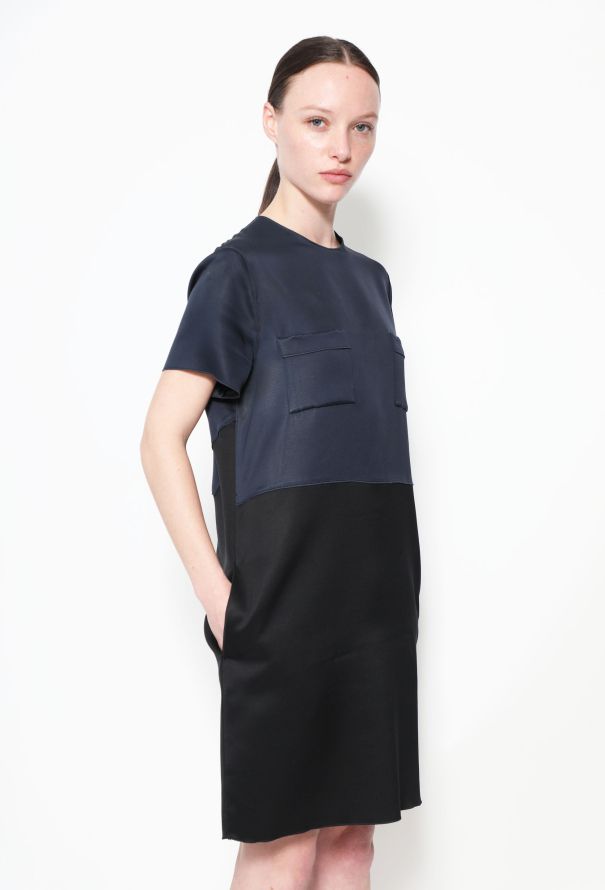Céline Navy & Black Silk Shift Dress with Double Pockets – 2010 - 3