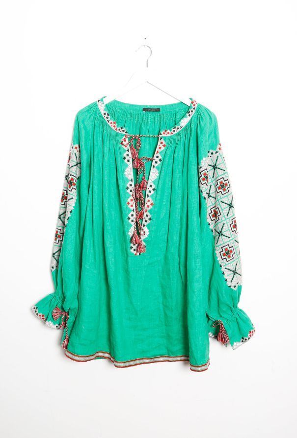 Vita Kin Embroidered Linen Tassel Tunic – Green - 6