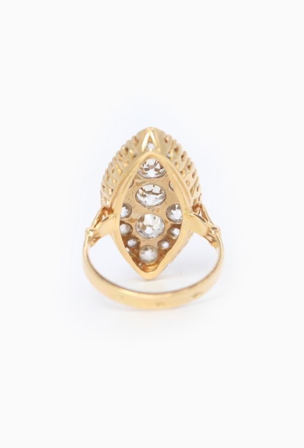 Vintage Fine Jewelry Vintage 18k Yellow Gold Diamond Marquise Ring - 5