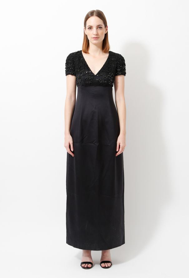 Saint Laurent 2009 Embroidered Satin Dress - 1