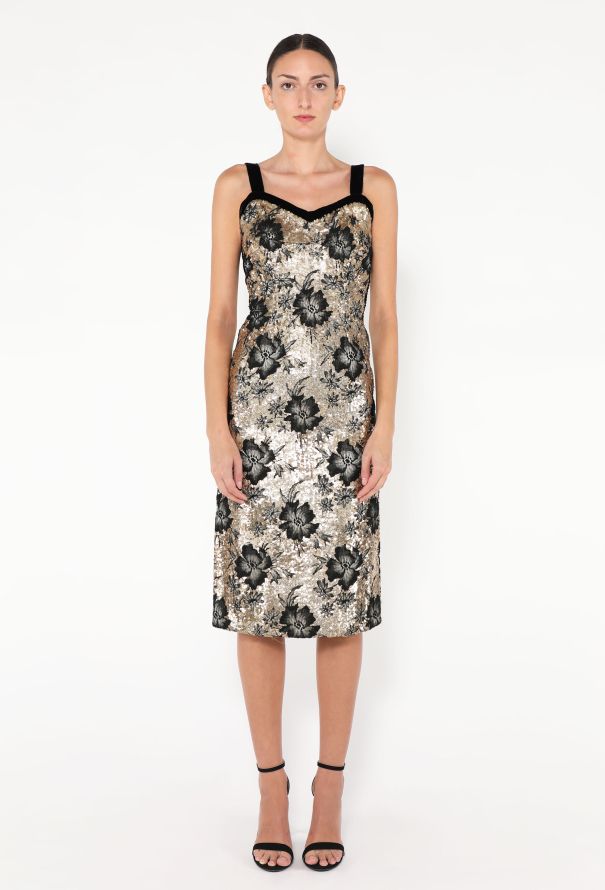 '90s Floral Sequin Cocktail Dress - 1