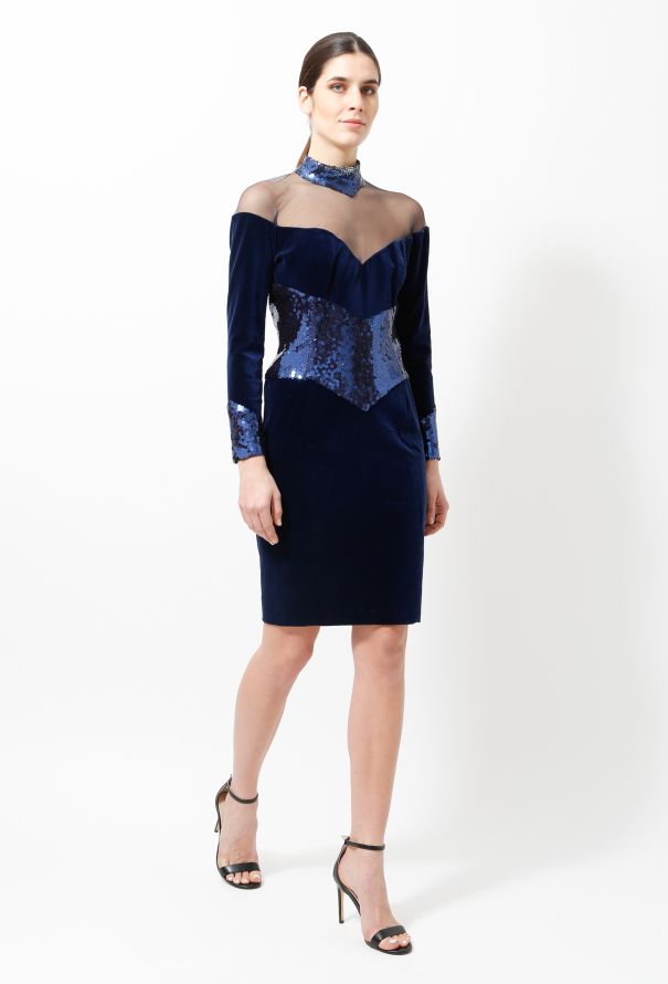 Azzaro 90s Sequin Velvet Evening Dress - 3