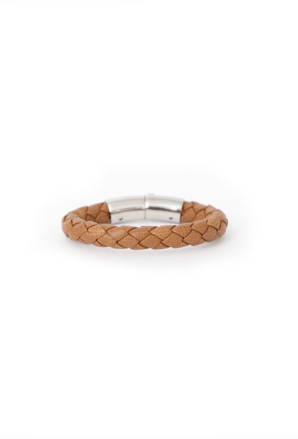 Prada Woven Saffiano Leather Bracelet Brown - 4
