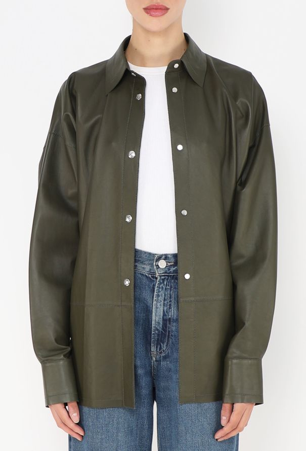 Loewe 2020 Khaki Lambskin Overshirt - 3