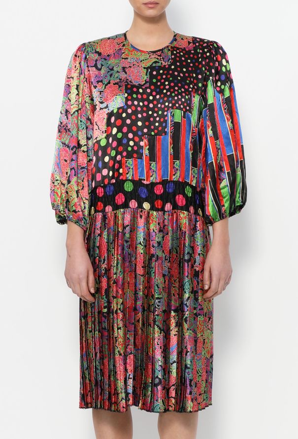 Diane Freis '80s Pleated Georgette Dress - 2